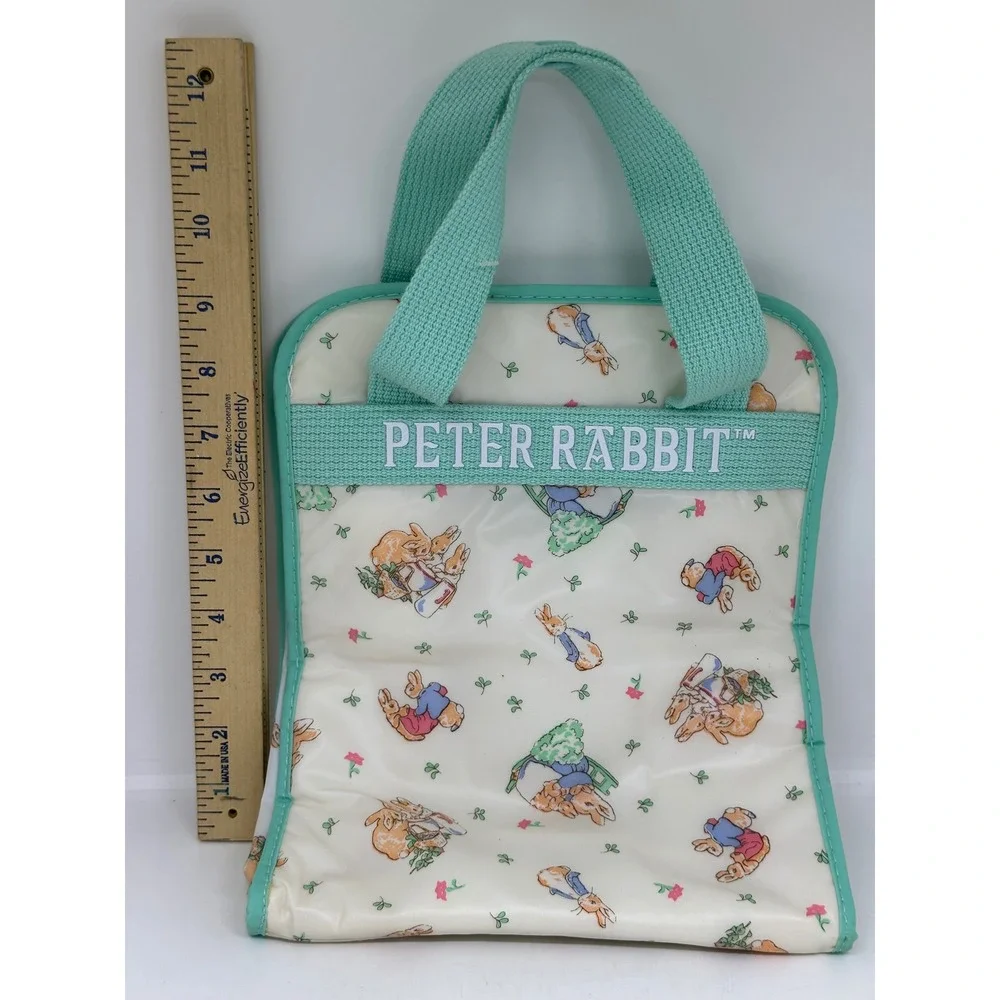 Peter Rabbit Insulated Lunch Bag White Green Beatrix Potter Bunny Tote Small